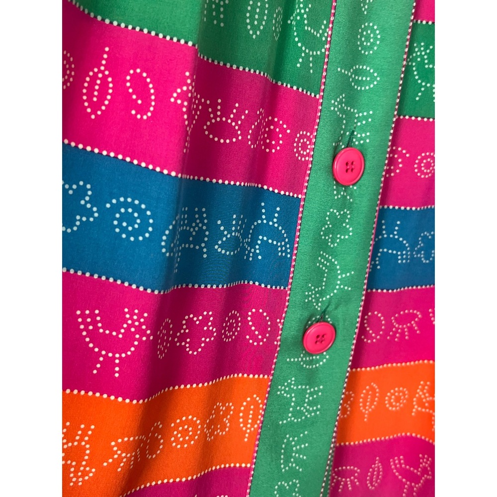 Vintage Midi Length Colorful‎ Novelty Pleated Button Front Skirt - Picture 3 of 6